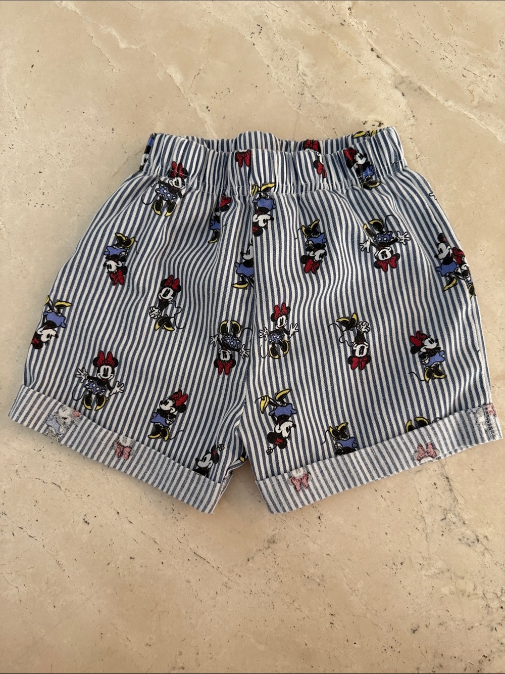 Disney Blue & White Striped Minnie and Friends Pull-On Shorts